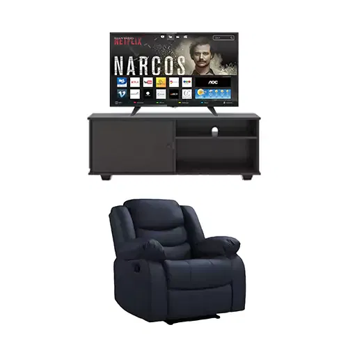 Combo 10 - Exotica Blue 1 Seater Recliner+ 43" Smart TV 
