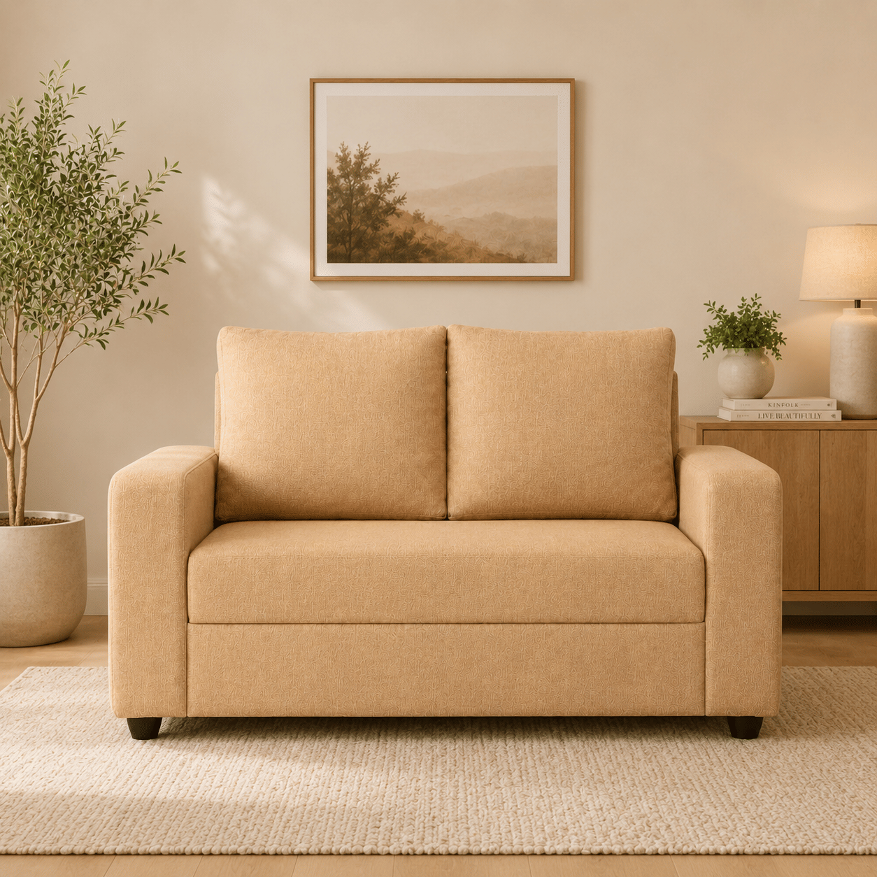 Klassik Beige 2 Seater Sofa by Elitrus