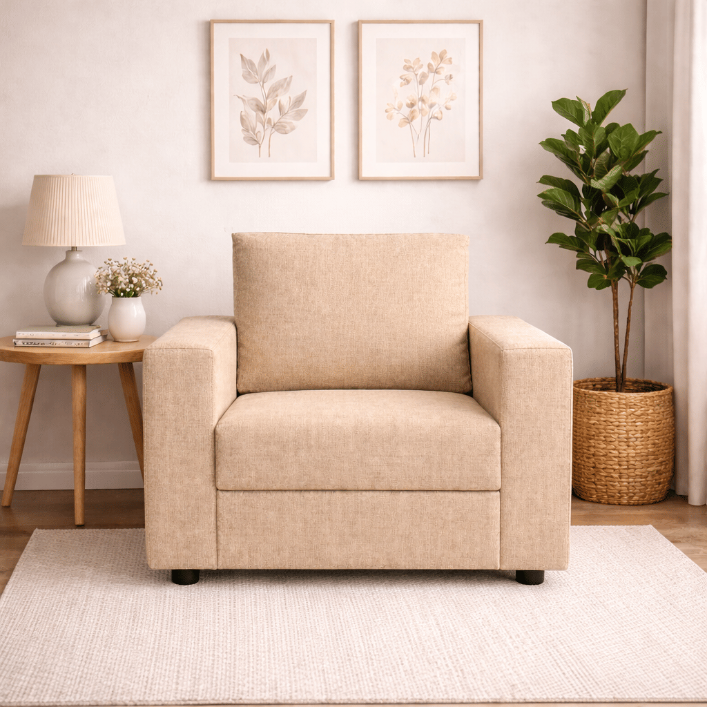 Klassik Beige 1 Seater Sofa by Elitrus