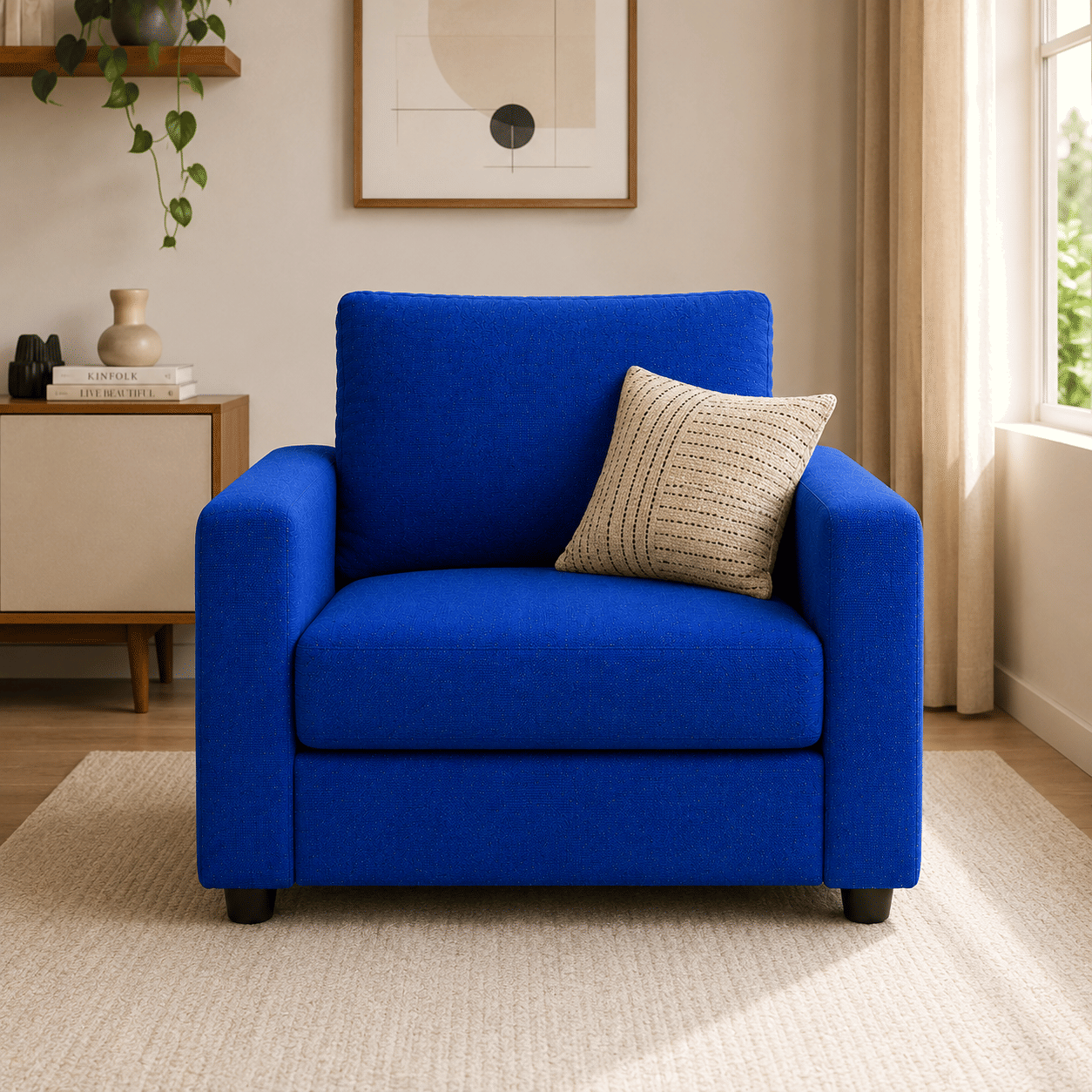 Klassik Blue 1 Seater Sofa by Elitrus
