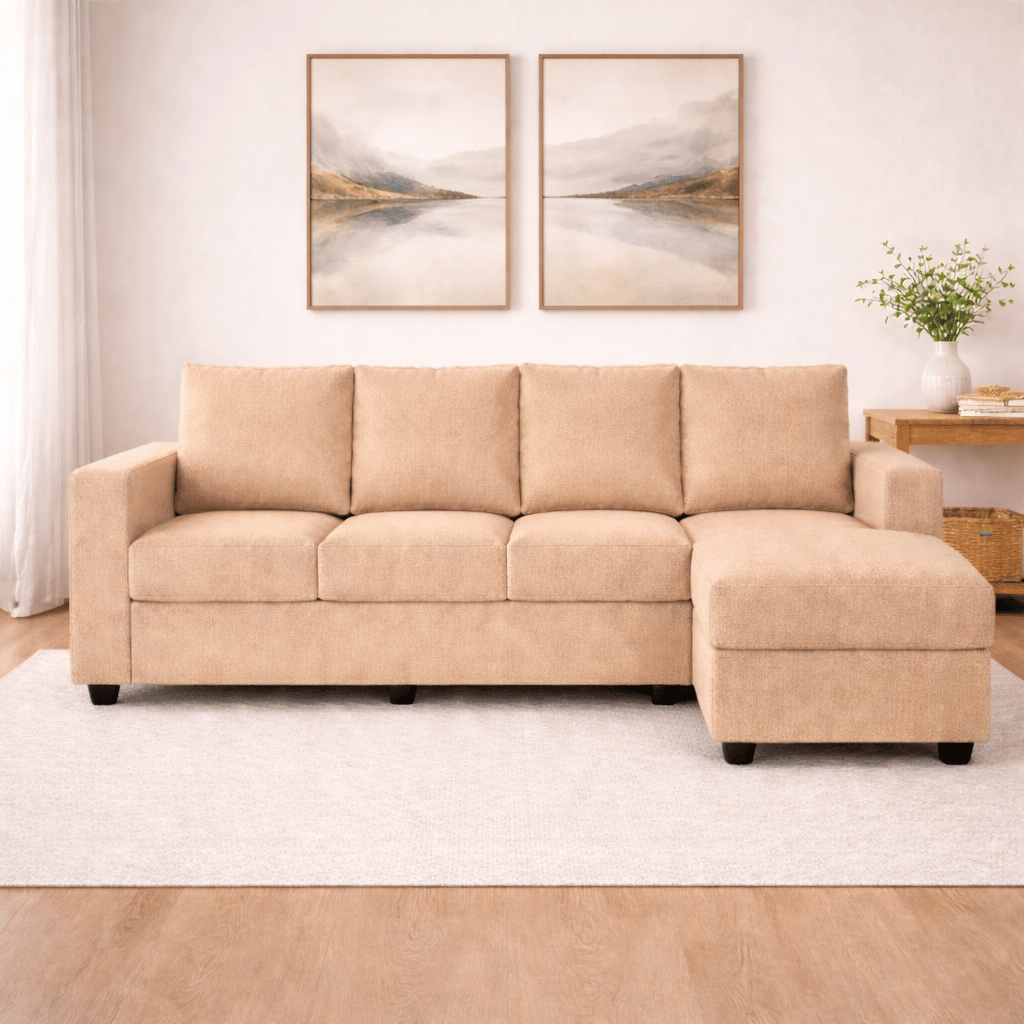 Klassik Beige L Shape Sofa (5 Seater - Left )  by Elitrus