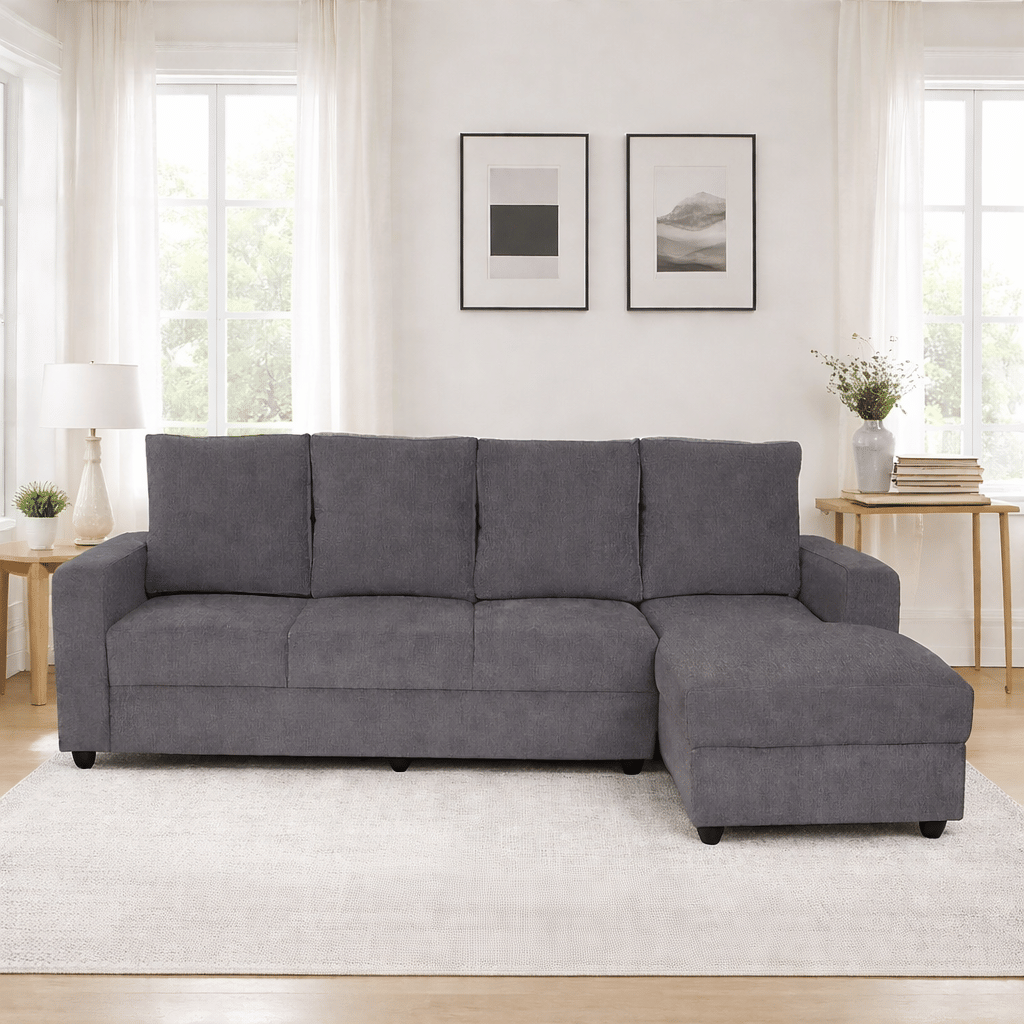 Klassik Grey L Shape Sofa (5 Seater - Left )  by Elitrus