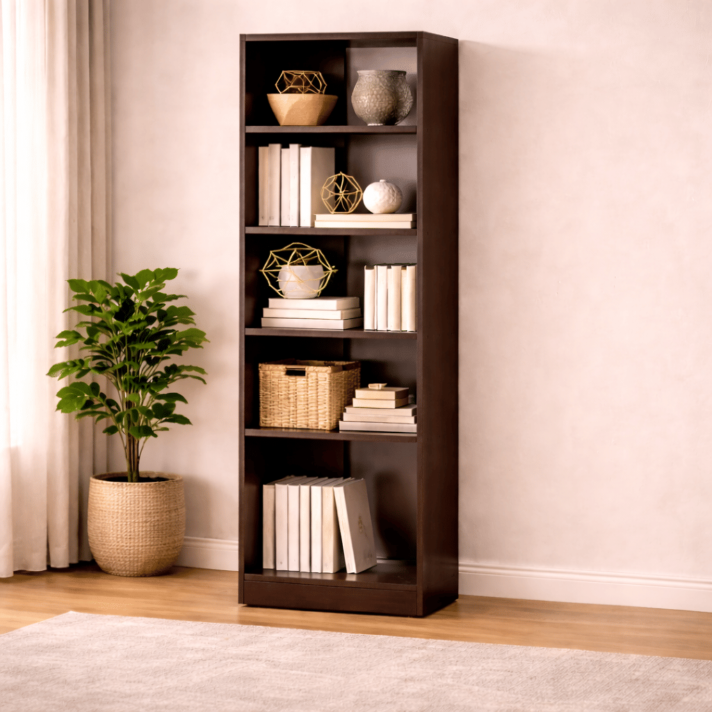 Solid Wood Bookshelf in Mahogany Finish by Urban Ladder 
