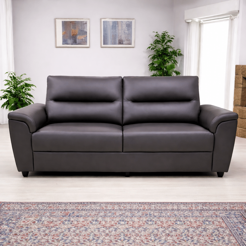 Leatherette Premium Ash Grey 3 Seater Sofa by Elitrus 