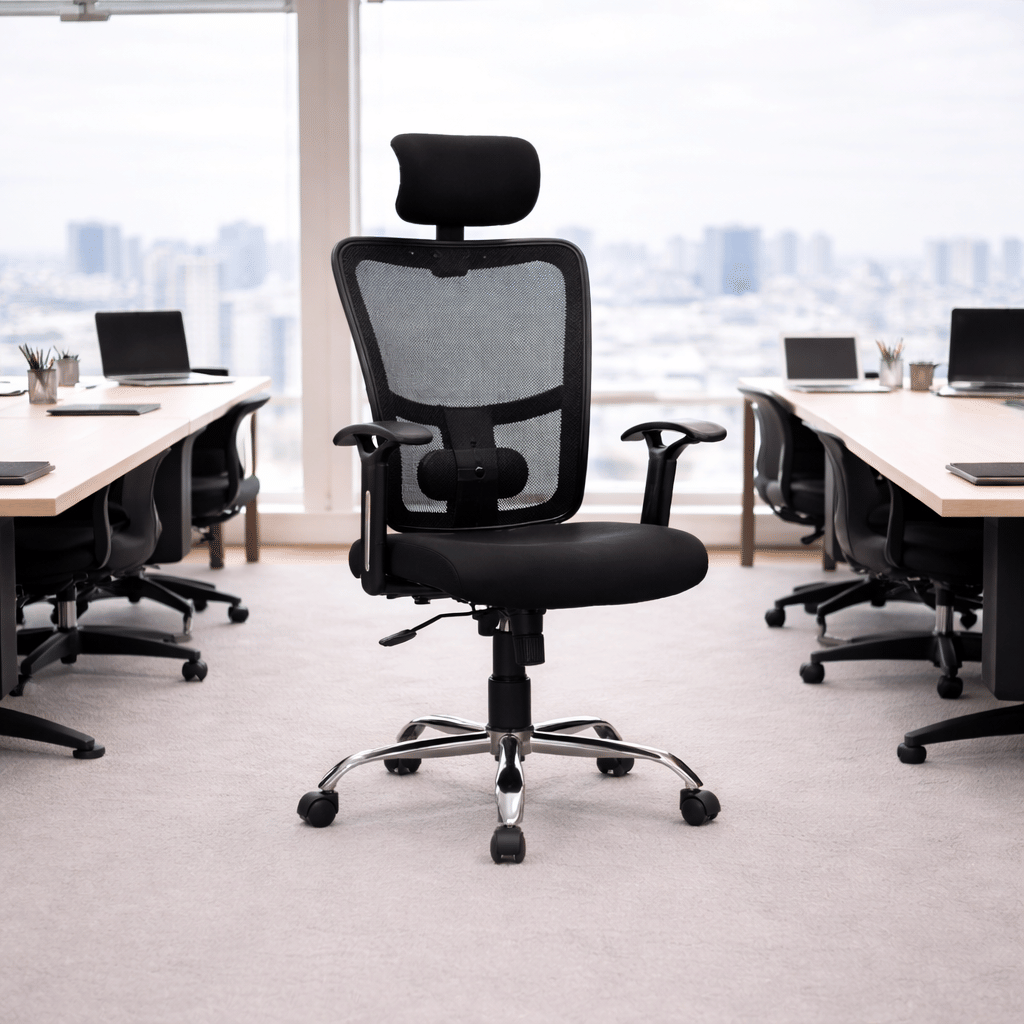 Elitrus Ergonomic Office Revolving Chair with Classic Mesh High Back with Chrome Base