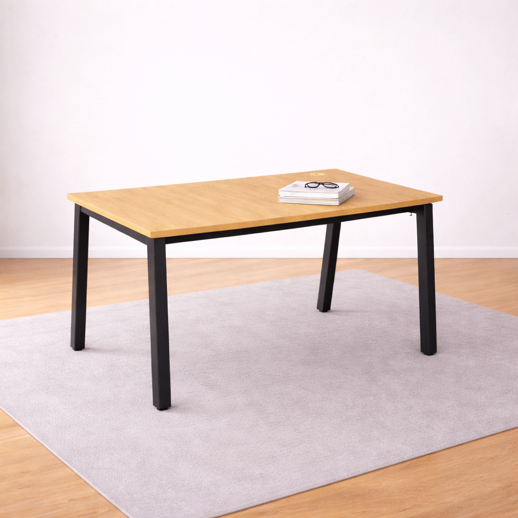 Elitrus (2 X 4 Feet) 1 Seater Office Workstation Table Powder coated metal base with with Prelam particle board top - Beige